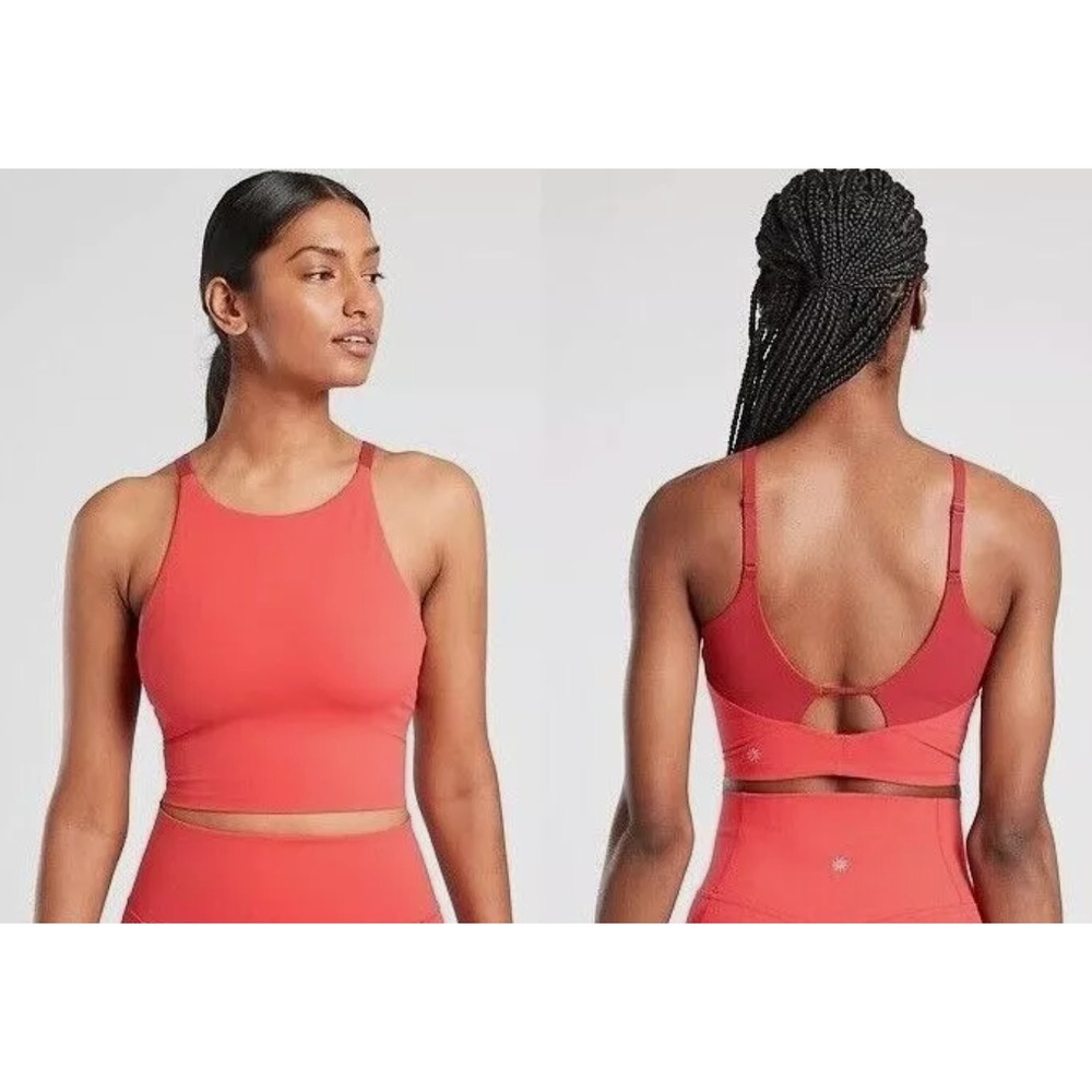 Athleta Intention Cropped Tank D-DD Lynchee Red Small Barre Dance NWOT $59